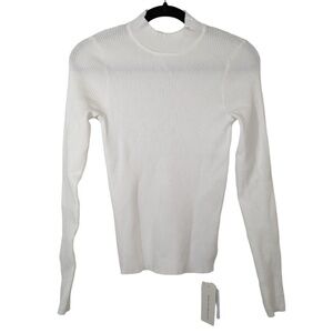 Commense White Ribbed Mock Neck Sweater Size S